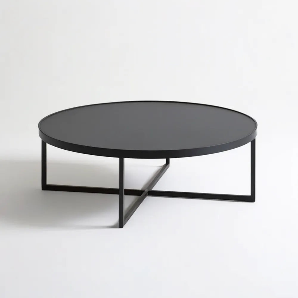 Czarny okrągły stolik kawowy MDF i stal Ø 80 x 40 cm