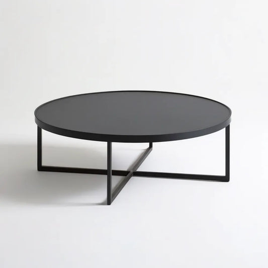 Czarny okrągły stolik kawowy MDF i stal Ø 80 x 40 cm