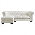 Biała sofa narożna Chesterfield z lewym szezlongiem, ekoskóra PU, 260 x 160 x 75 cm