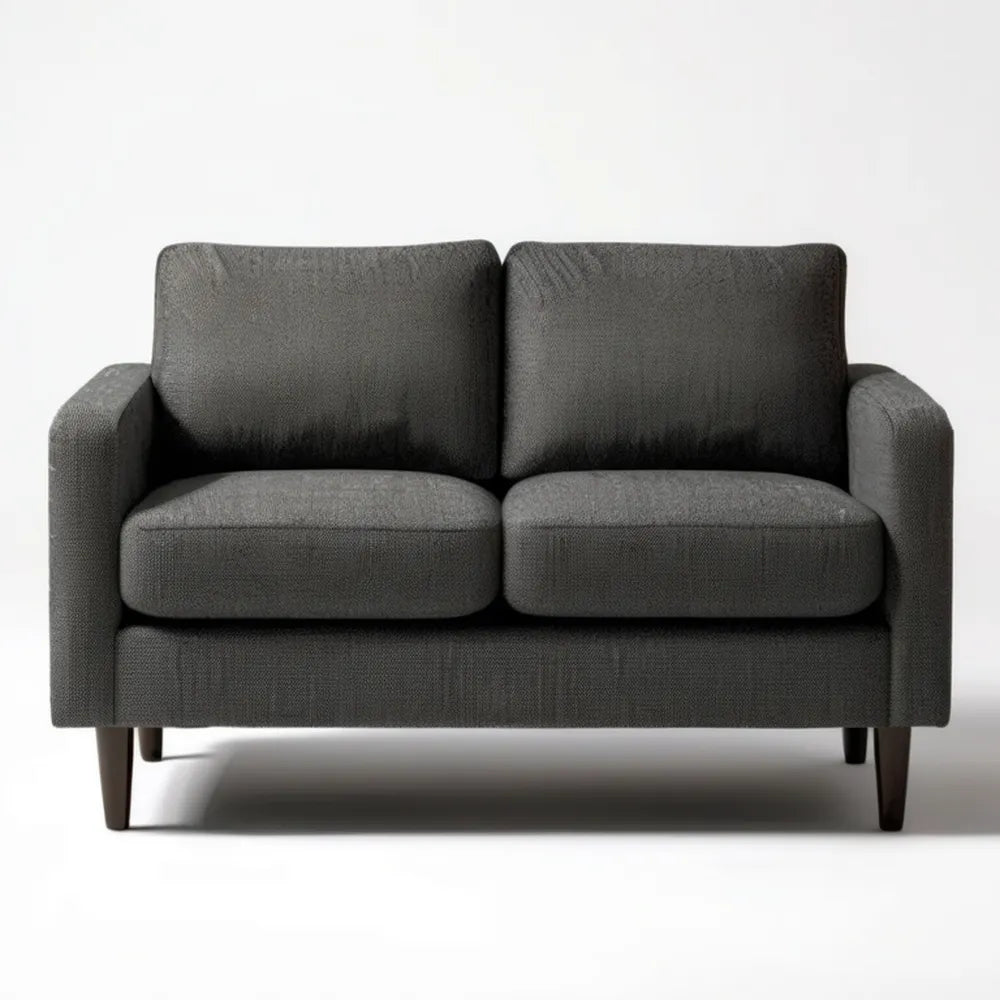 Dwuosobowa kanapa z tkaniny poliestrowej, ciemnoszara, 150 x 85 x 83 cm
