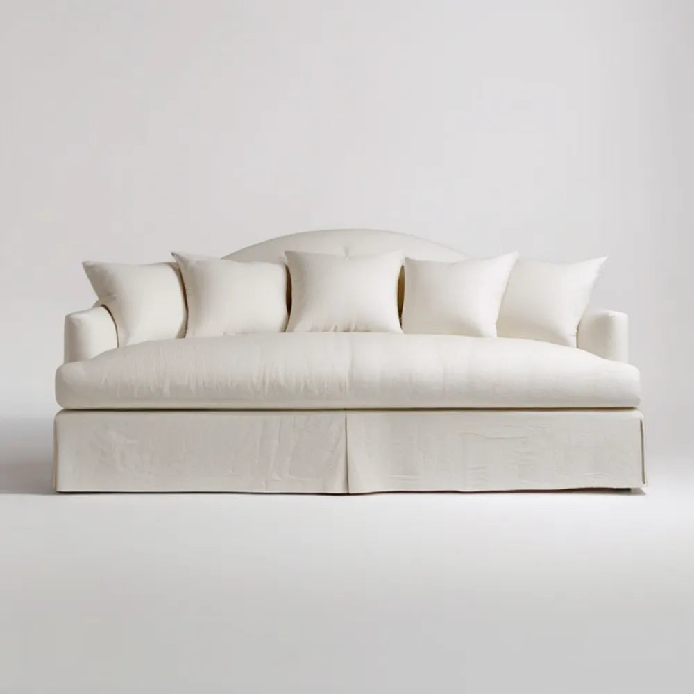 Kremowa sofa trzyosobowa z pokryciem poliestrowym, 220 × 95 × 85 cm
