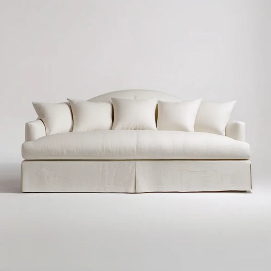 Kremowa sofa trzyosobowa z pokryciem poliestrowym, 220 × 95 × 85 cm