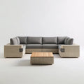 Ogrodowy zestaw wypoczynkowy z technorattanu PE, sofa 260 × 75 × 70 cm i stolik 80 × 60 × 35 cm, szaro-beżowy