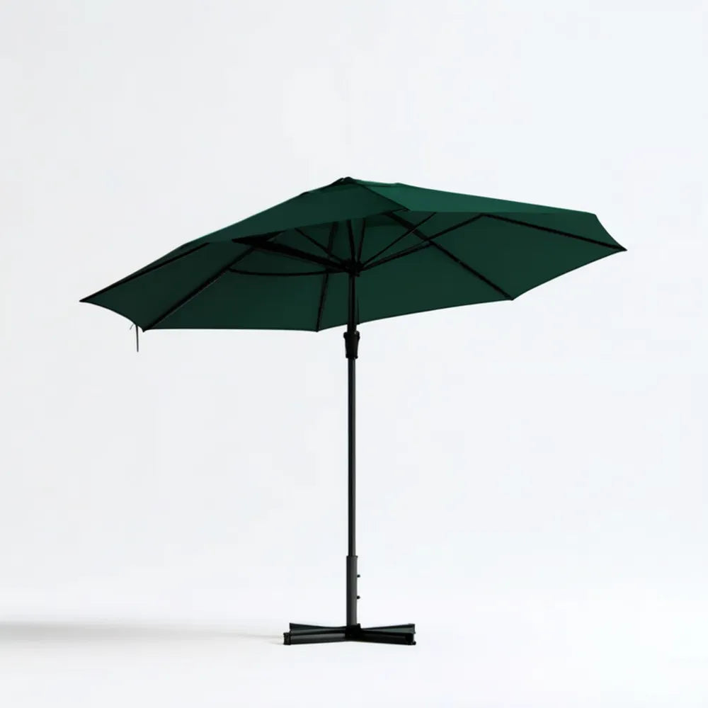 Ośmiokątny parasol ogrodowy Ø 300 cm, wysokość 250 cm, ciemnozielony/czarny