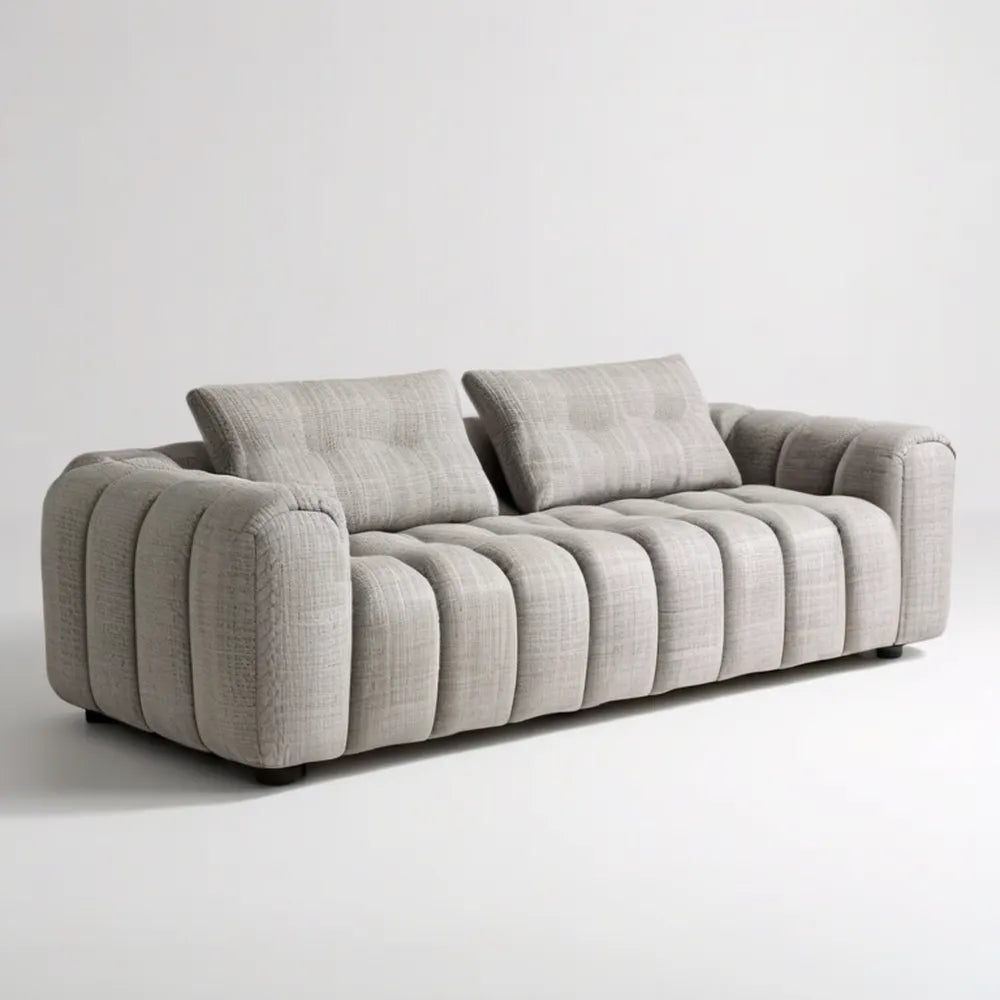 Trzyosobowa sofa tapicerowana jasnoszara 220 x 95 x 78 cm