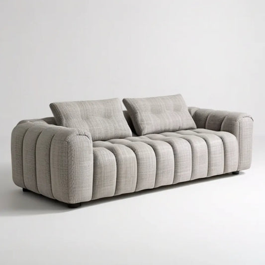 Trzyosobowa sofa tapicerowana jasnoszara 220 x 95 x 78 cm