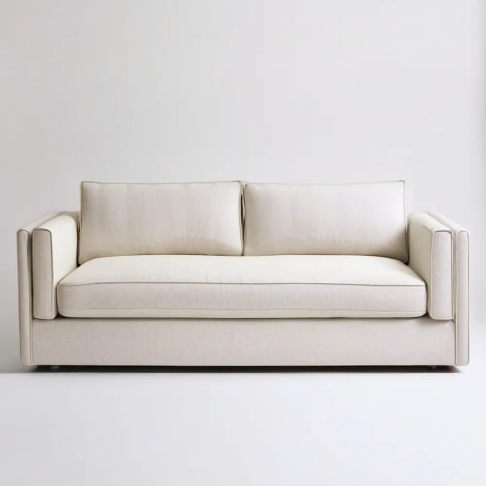 Kremowa sofa dwuosobowa z tapicerką poliestrową, 180 x 90 x 80 cm