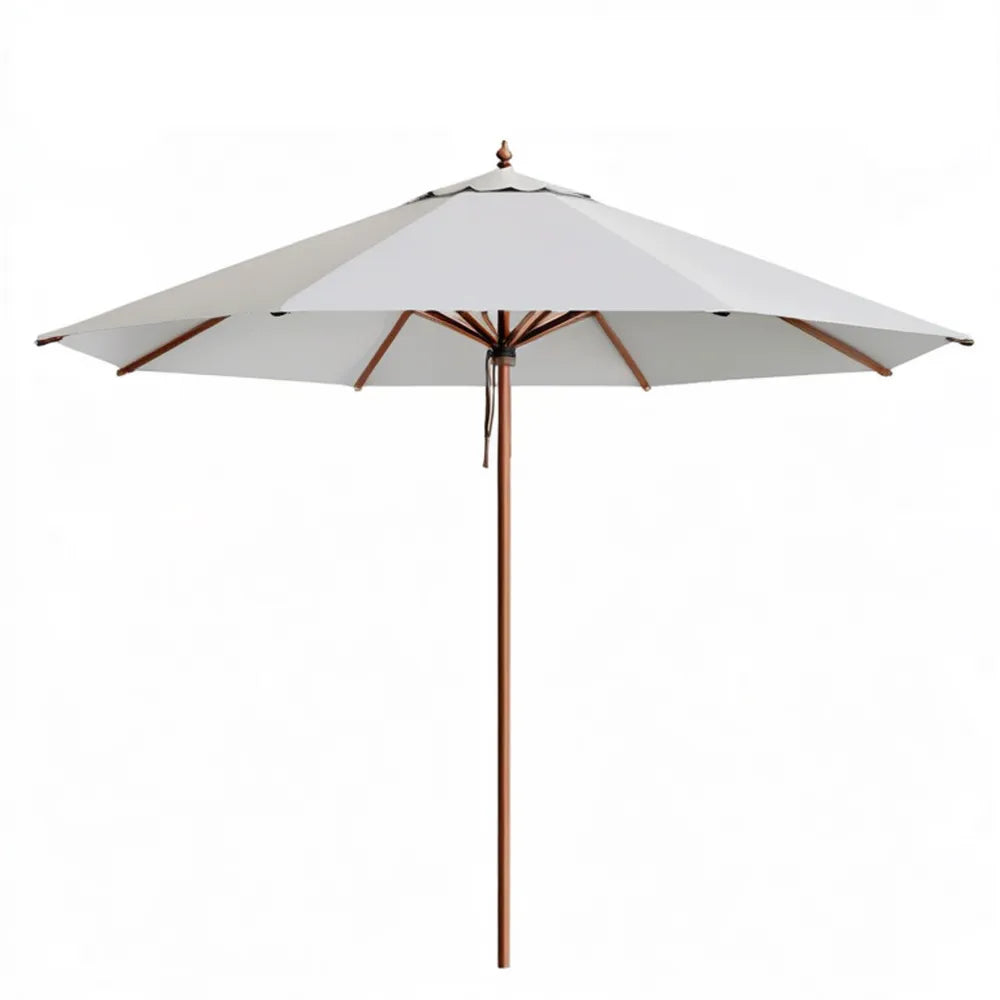 Ośmiokątny parasol ogrodowy ecru z drewnianym masztem, Ø 270 cm, wysokość 250 cm