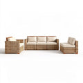 Zestaw mebli ogrodowych 3+1+1 z technorattanu PE, beżowo-brązowy, sofa 220 x 85 x 78 cm, fotele 90 x 85 x 78 cm