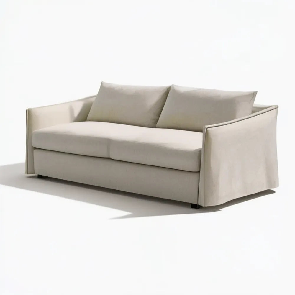 Kremowa sofa dwuosobowa z tapicerką poliestrową, 180 x 92 x 84 cm