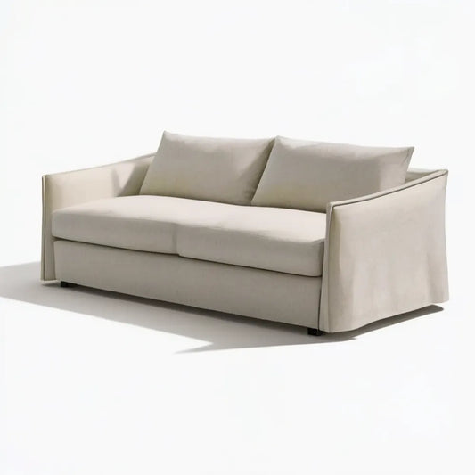 Kremowa sofa dwuosobowa z tapicerką poliestrową, 180 x 92 x 84 cm