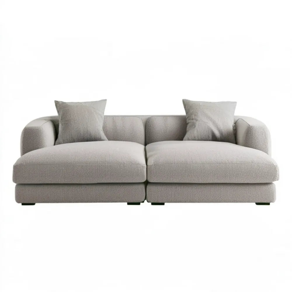 Sofa dwuosobowa bouclé jasnoszara 220 × 95 × 85 cm