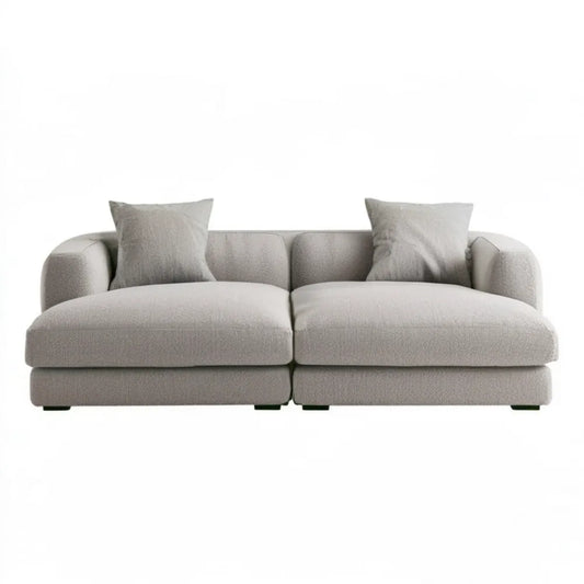 Sofa dwuosobowa bouclé jasnoszara 220 × 95 × 85 cm