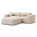 Beżowa sofa narożna z lewostronnym szezlongiem, sztruksowa, 230 x 160 x 75 cm