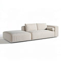 Beżowa sofa 3-osobowa z lewostronnym szezlongiem, tkanina sztruksowa, 270 x 160 x 80 cm